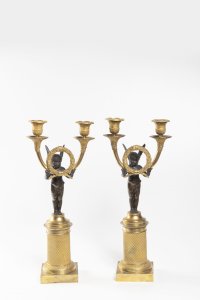 PAIRED EMPIRE CANDLESTICKS