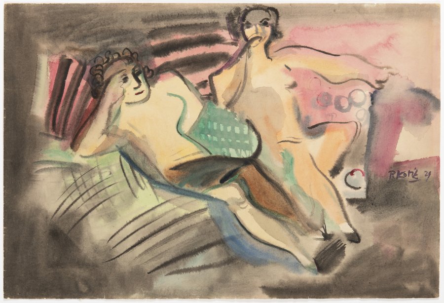 TWO SEATED YOUNG WOMAN