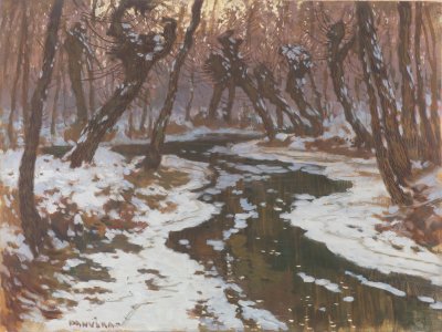 WINTER LANDSCAPE WITH A BROOK