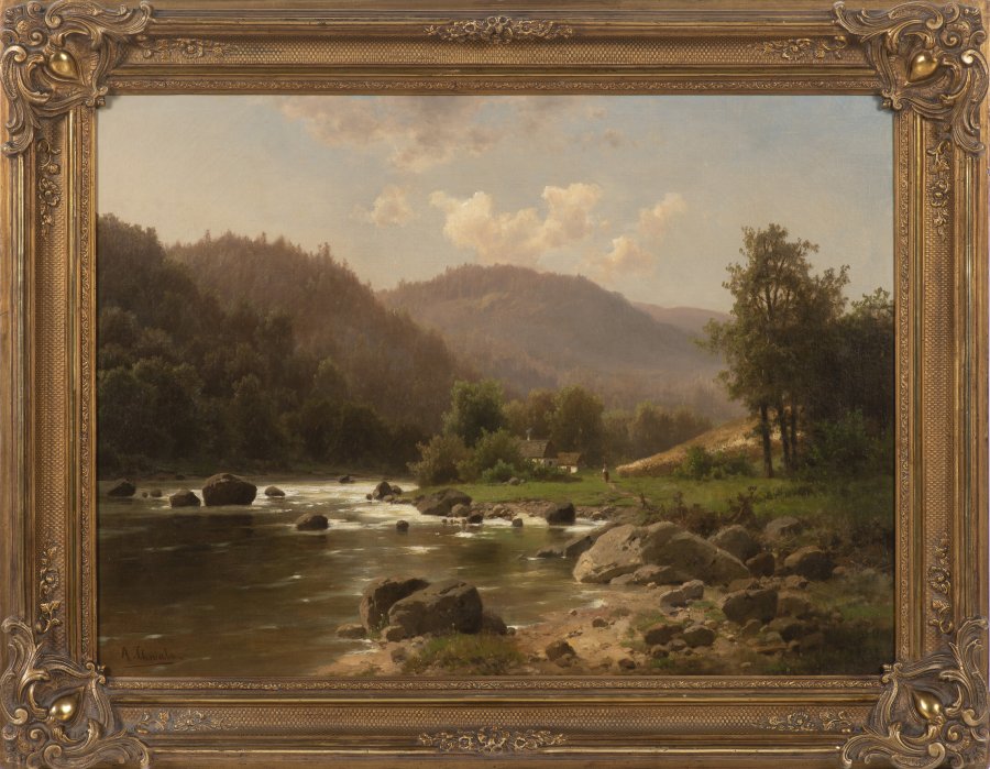 ROMANTIC LANDSCAPE WITH A BROOK