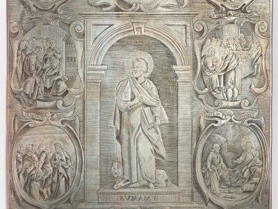 KONVOLUT TŘÍ MĚDĚNÝCH BAROKNÍCH MATRIC K TISKU BIBLE SVATOVÁCLAVSKÉ