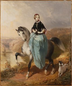 HORSEWOMAN WITH A DOG