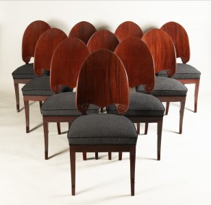 A SET OF TWELVE NORTHERN EUROPEAN MAHOGANY CHAIRS 