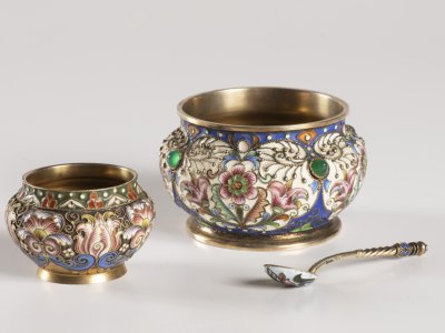KONVOLUT 2 CLOISONNÉ SLÁNEK A LŽIČKY