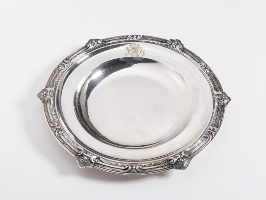 SILVER PLATE WITH A ROTHSCHILD COAT OF ARMS