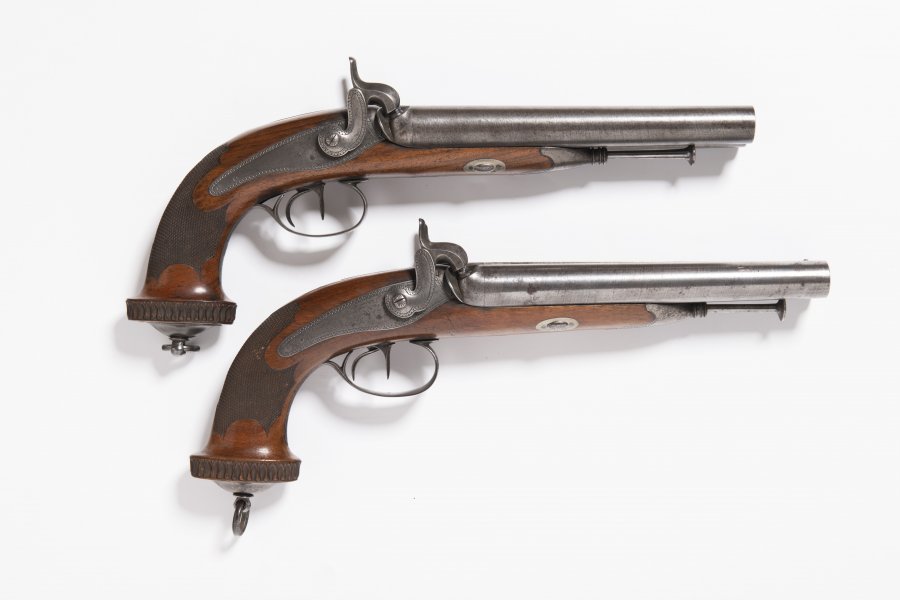 PAIRED TWO SHOT PERCUSSION PISTOLS