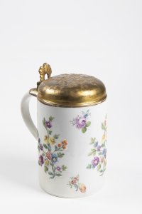 MEISSEN TANKARD WITH FLOWERS