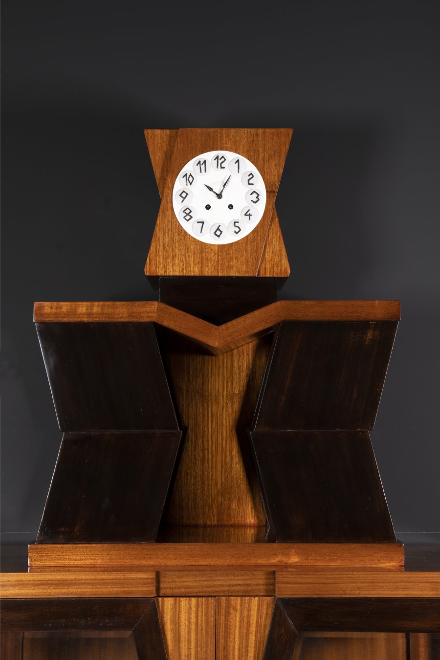 CUBIST GLASS CABINET WITH CLOCK