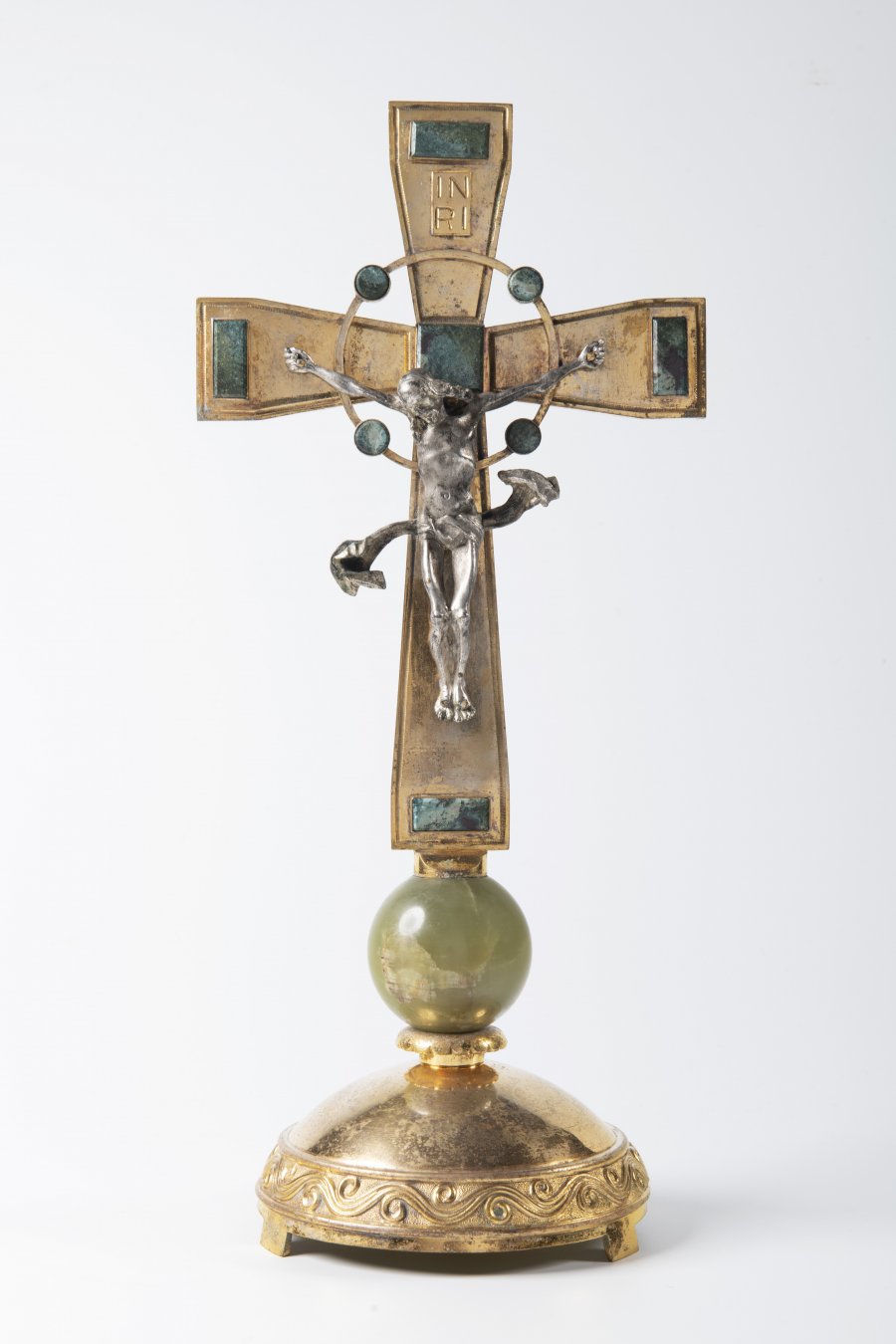 GOLD CROSS WITH SEMI-PRECIOUS STONES