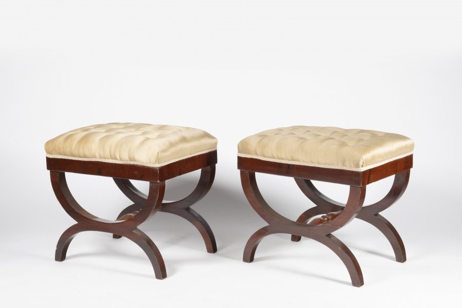 PAIR OF BIEDERMEIER TABOURET