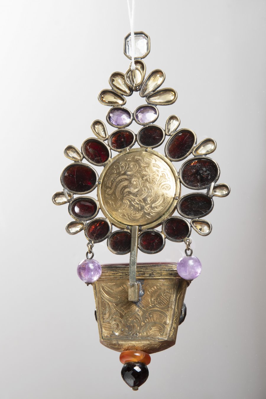 HOLY WATER FONT WITH SEMI PRECIOUS STONES