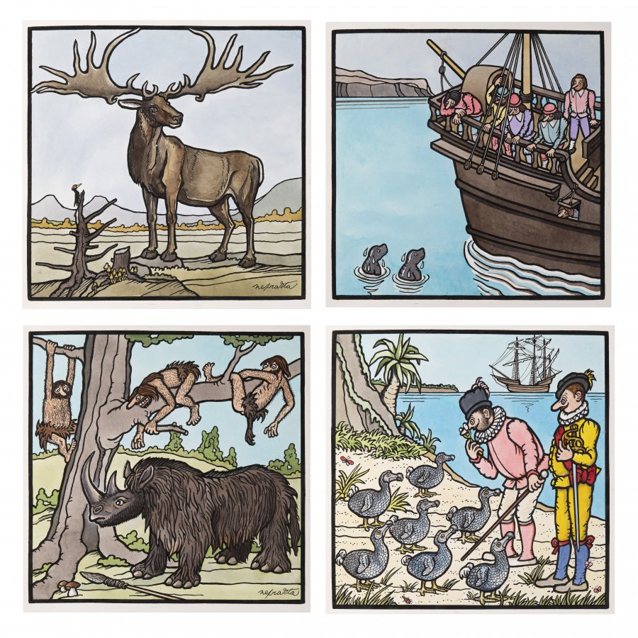 SET OF 4 ILLUSTRATIONS FOR A CALENDAR