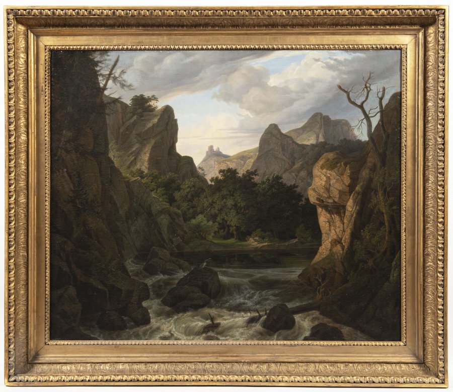 ROMANTIC LANDSCAPE WITH A MOUNTAIN STREAM
