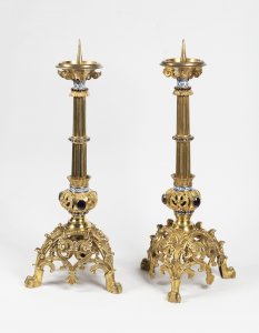 TWO HISTORICISM CANDLESTICKS