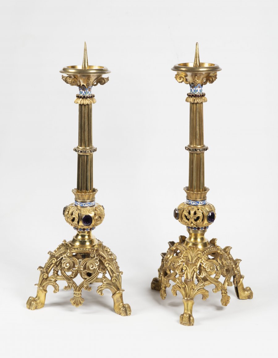 TWO HISTORICISM CANDLESTICKS