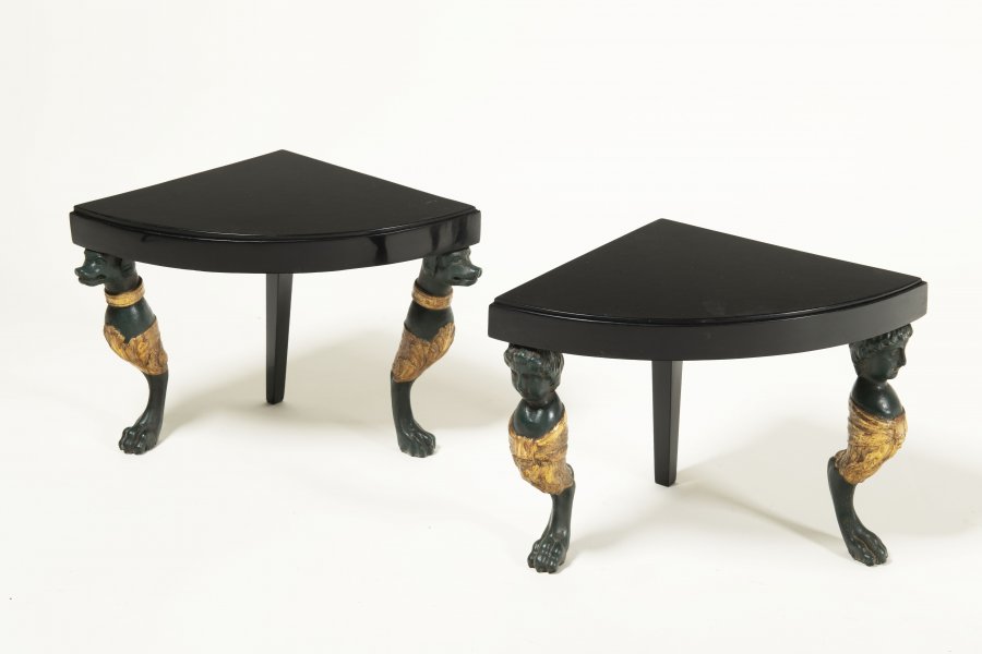 PAIR OF EMPIRE CORNER CONSOLE TABLES