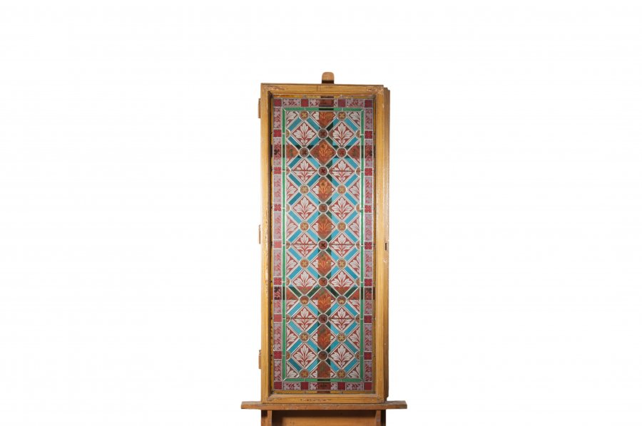 SET OF 9 STAINED GLASS WINDOW SASHES