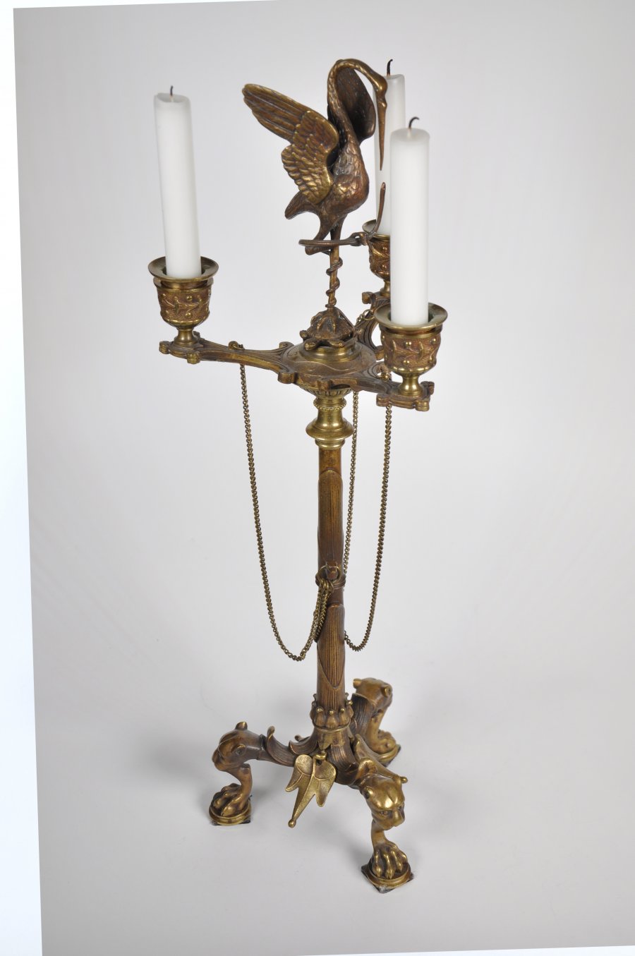 ALLEGORICAL CANDELABRUM WITH HERON