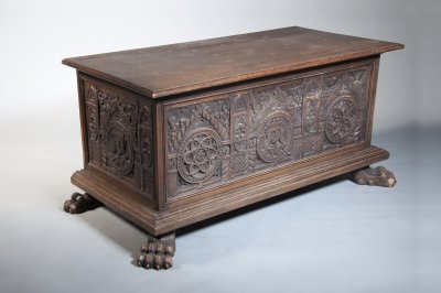 CARVED WOODEN CHEST