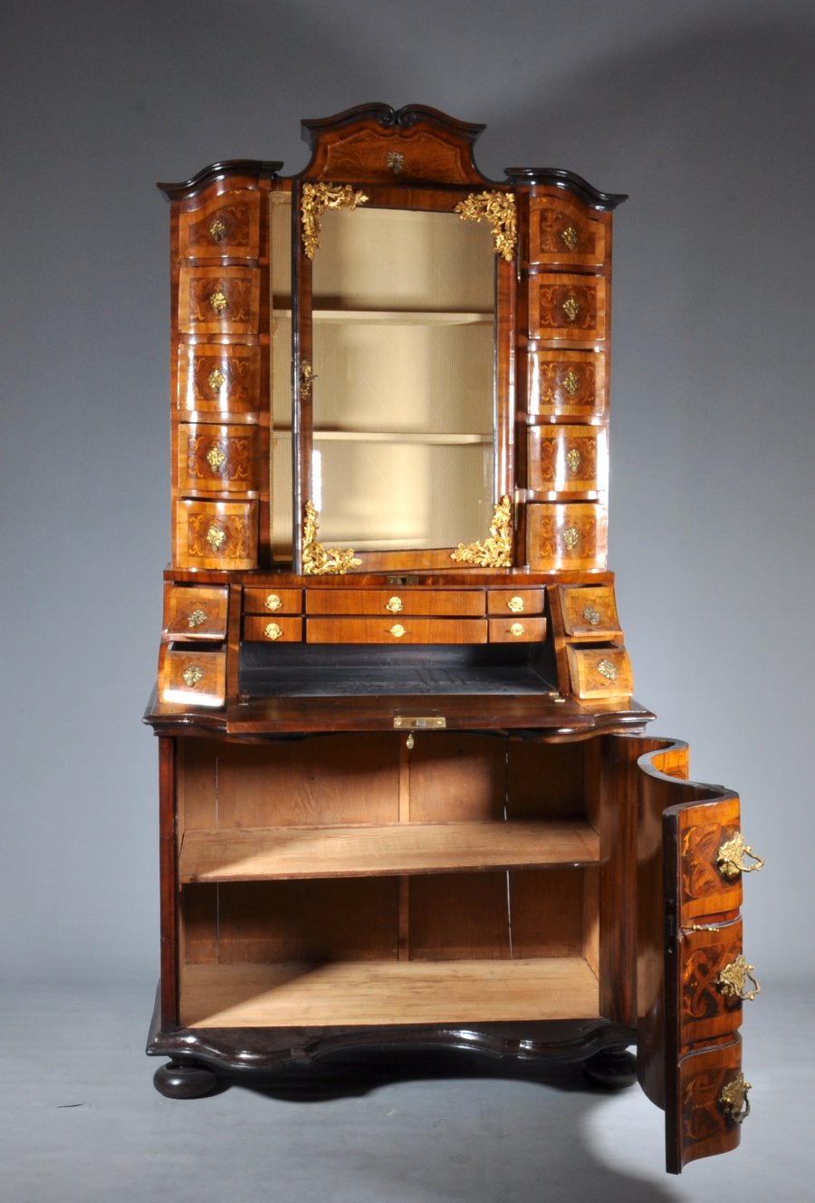 BAROQUE SECRETARY CABINET WITH BOOKCASE