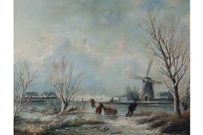 WINTER LANDSCAPE WITH WINDMILL