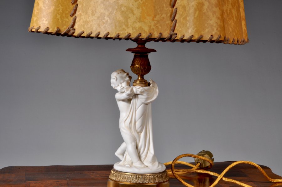 LAMP WITH RAWHIDE SHADE