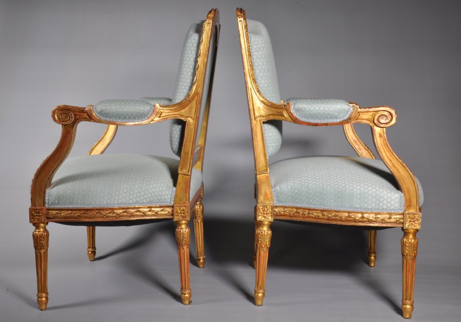 PAIRED GILDED ARMCHAIRS