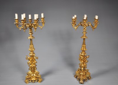 PAIRED BRASS CANDELABRA