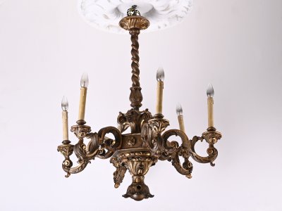 WOODEN GILDED CHANDELIER