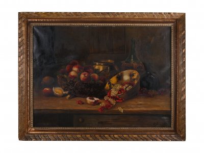 STILL LIFE WITH PEACHES AND CURRANT