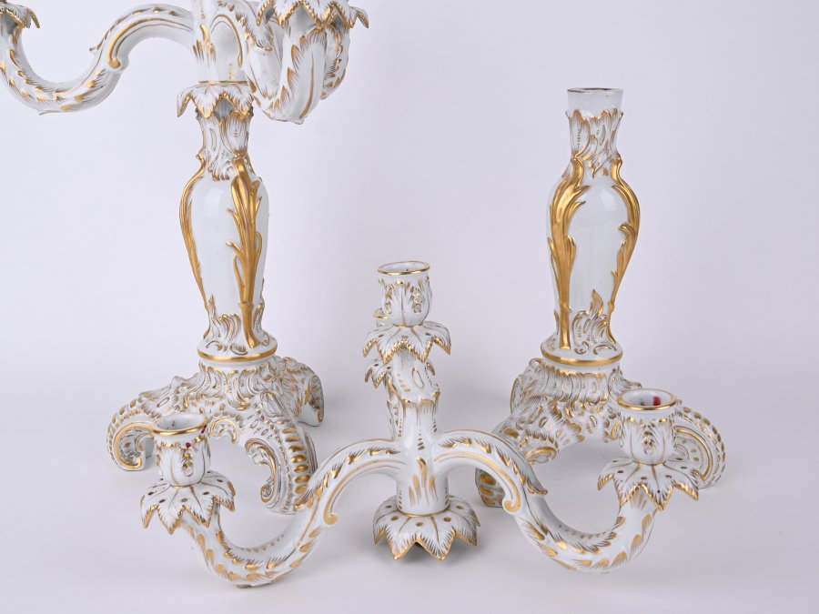 PAIRED PORCELAIN CANDELABRA