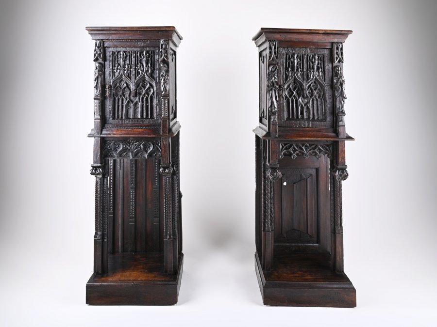 PAIR OF GOTHIC CABINETS