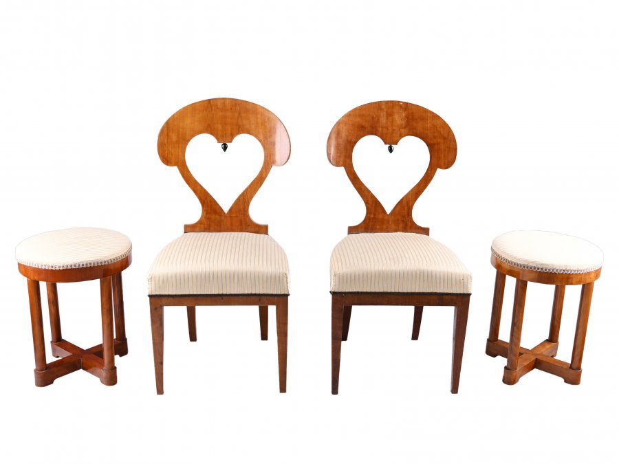 PAIR OF BIEDERMEIER TABOURET AND CHAIRS