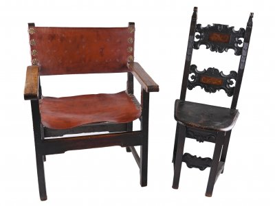 RENAISSANCE CHAIR AND ARMCHAIR