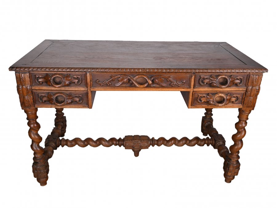 RICHLY CARVED WRITING DESK HISTORISM