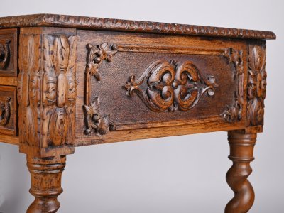 RICHLY CARVED WRITING DESK HISTORISM
