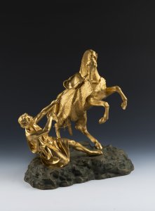 A PAIR OF BRONZE HORSE STATUES