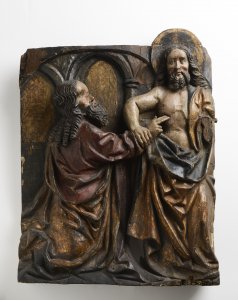 A Late Gothic Relief Plate with Christ and Doubting Thomas