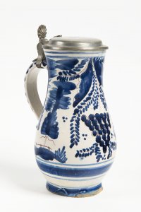 CERAMIC BLUE AND WHITE TANKARD