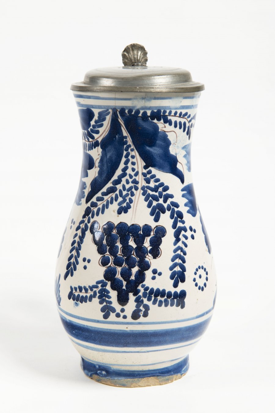 CERAMIC BLUE AND WHITE TANKARD