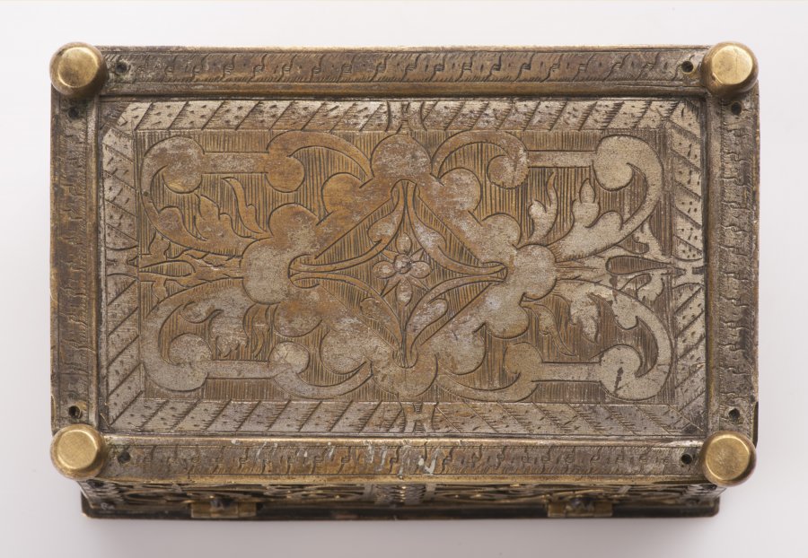 A SMALL BRASS RENAISSANCE CHEST