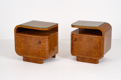 TWO ART DECO BEDSIDE TABLES