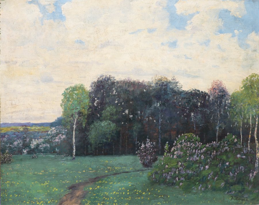 LANDSCAPE WITH FLOWERING LILACS