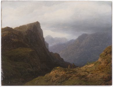 MOUNTAIN LANDSCAPE WITH PILGRIMS