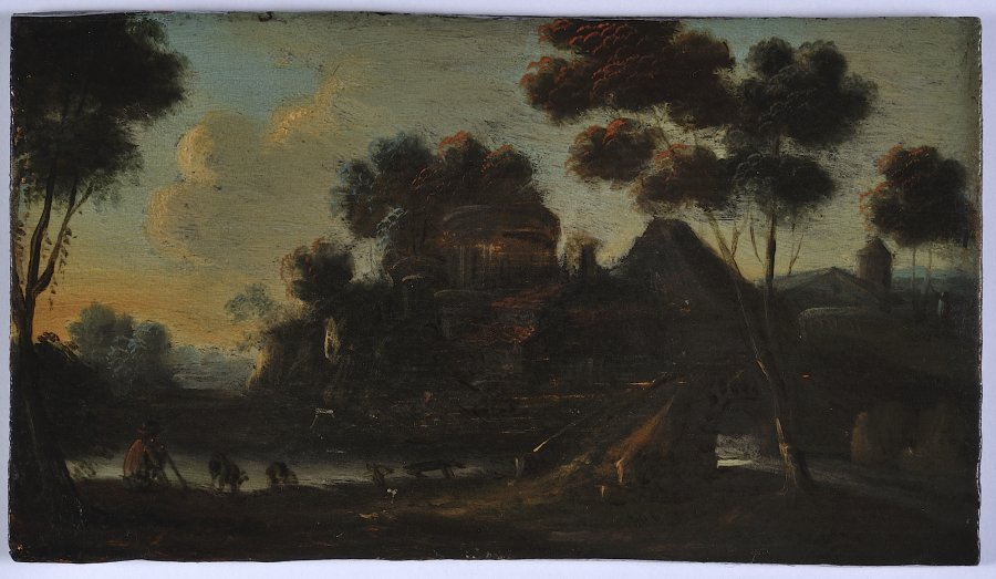 TWO LANDSCAPES WITH FIGURAL STAFFAGE