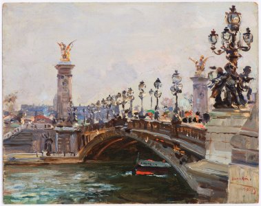 A PAIR OF PAINTINGS: FROM PONT ALEXANDRE III, PONT ALEXANDRE III