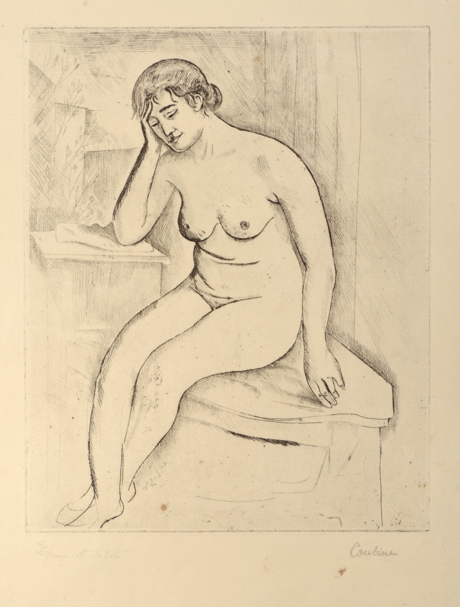 A SEATED NUDE GIRL