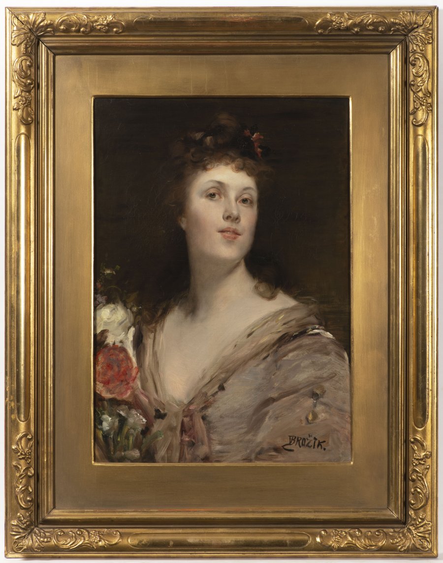 PORTRAIT OF A YOUNG WOMAN WITH FLOWERS