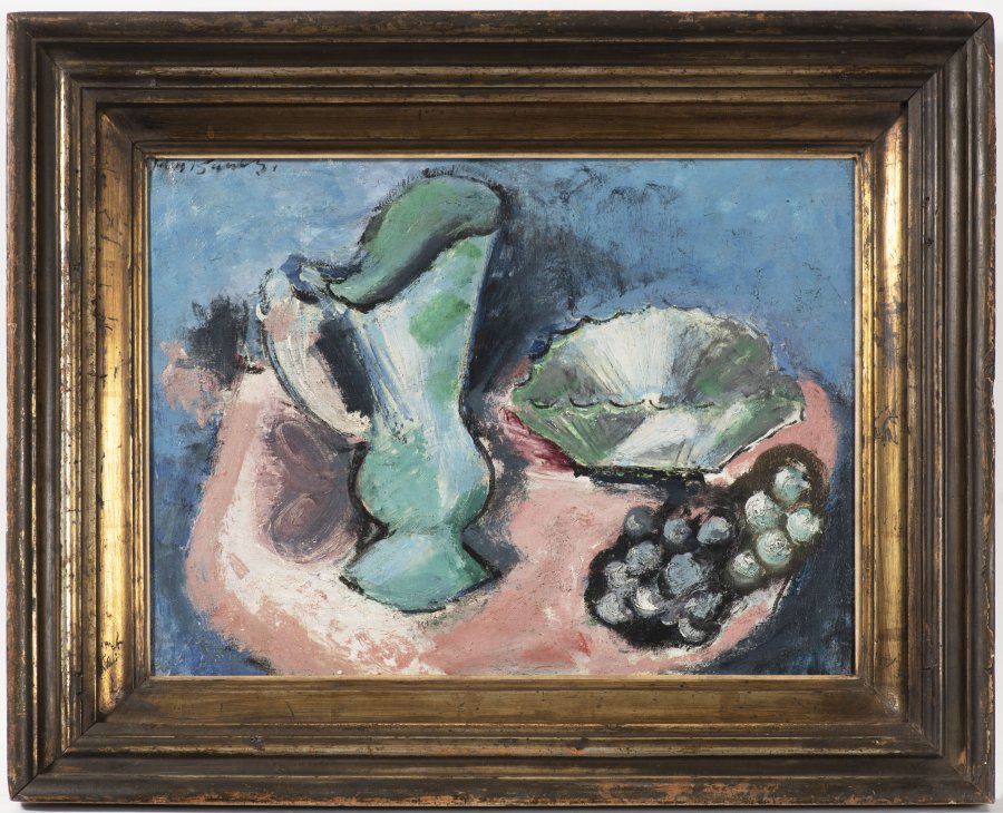 STILL LIFE WITH A JUG AND GRAPES