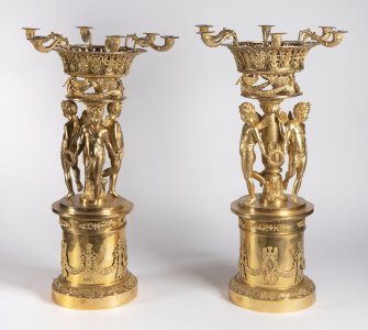 A PAIR OF EMPIRE CANDELABRA